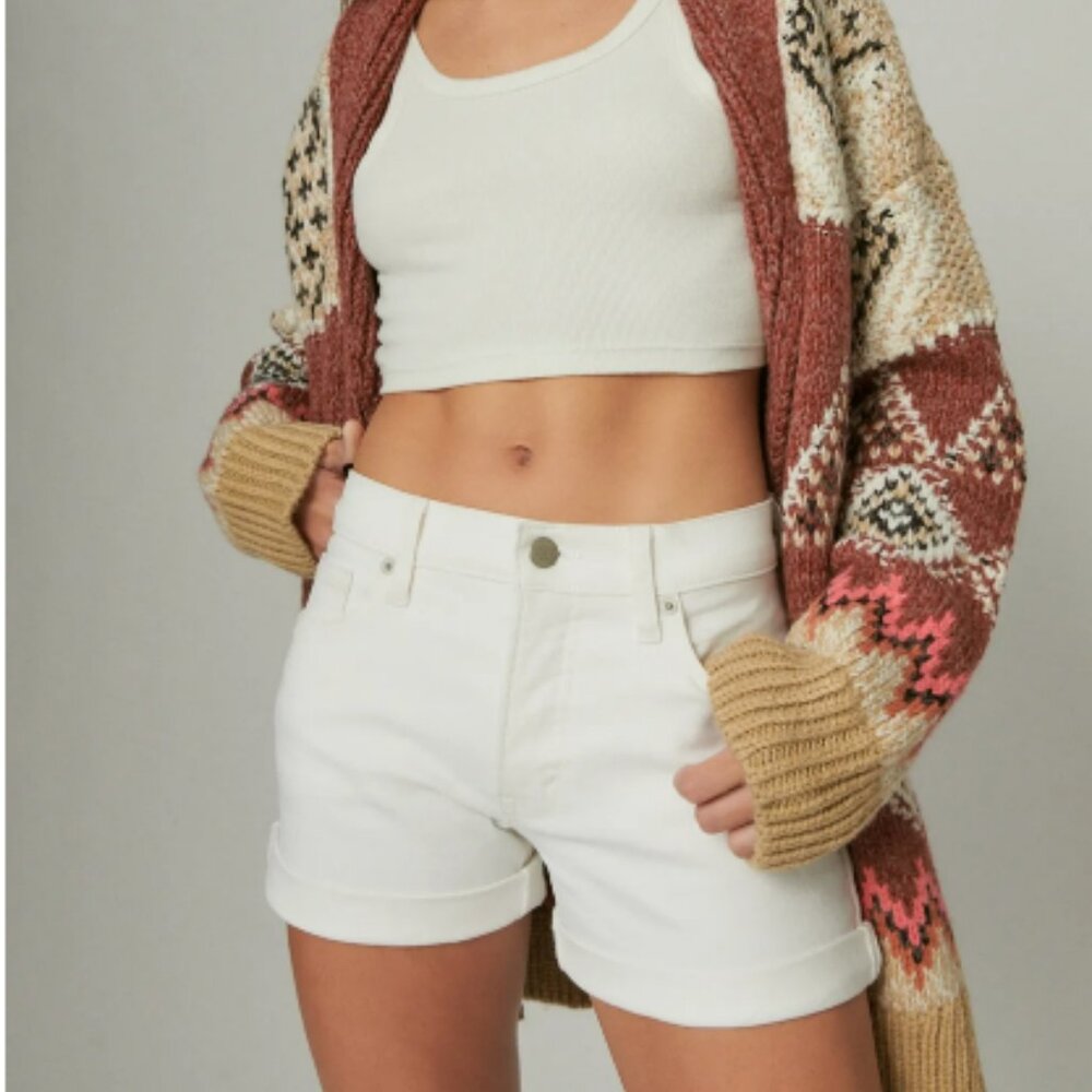 Lucky Brand Ava Mid-Rise white shorts WS-171